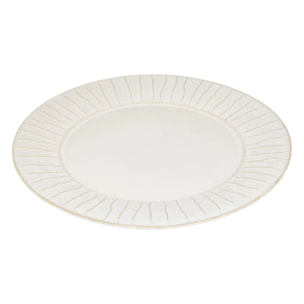 Lot de 6 Assiette plate à bord rayé Camille D.27cm blanc