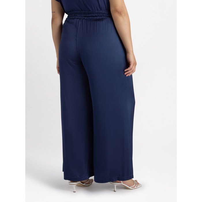 Fiorella Rubino - Pantaloni palazzo in raso - Blu