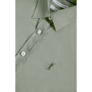 Camicia in popeline Slim Fit verde giada con ricamo Rigby Go