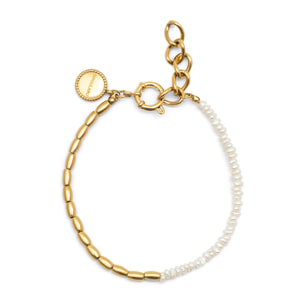 Pulsera New Pearl Acero Baño Oro