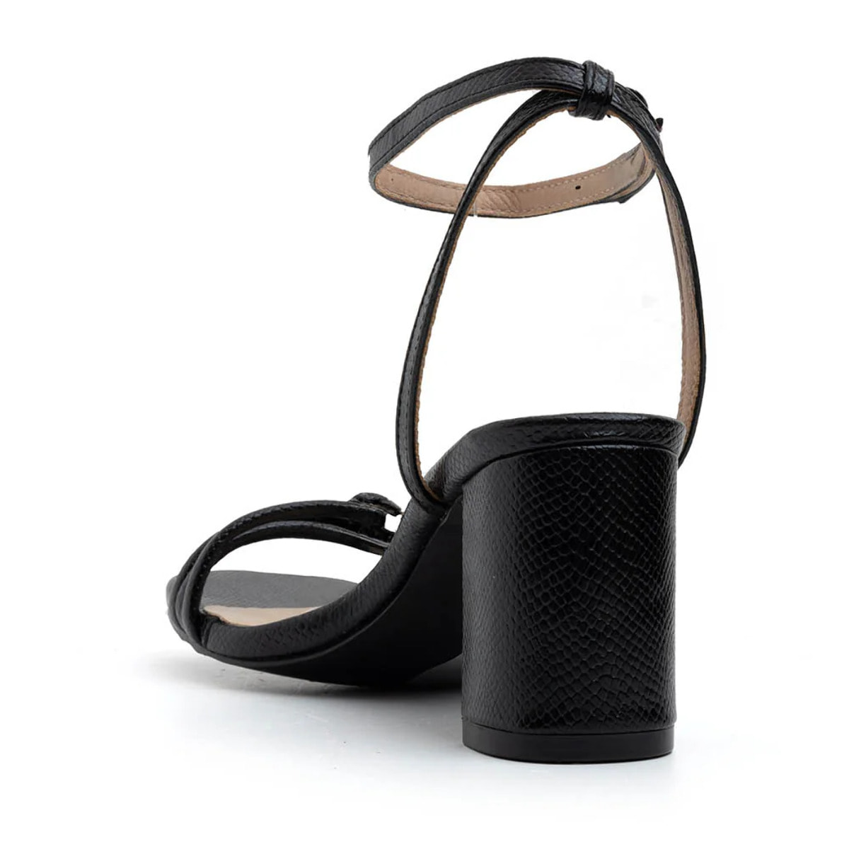 Sandalo multi-strip con tacco largo - NERO