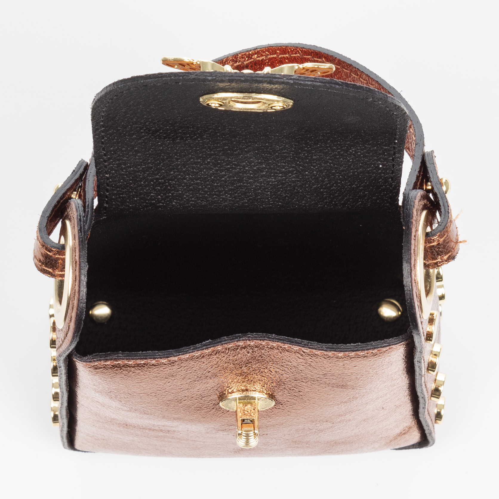 Alviano bolso de mano mujer. Piel auténtica Gamuza acabado lacado brillante.