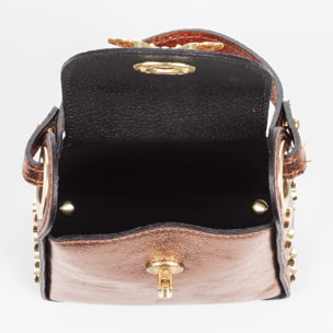 Alviano bolso de mano mujer. Piel auténtica Gamuza acabado lacado brillante.