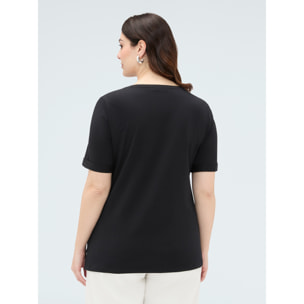 Fiorella Rubino - Camiseta de algodón con charm de libélula - Negro