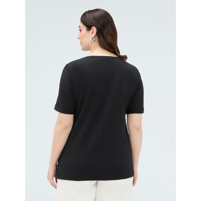 Fiorella Rubino - Camiseta de algodón con charm de libélula - Negro
