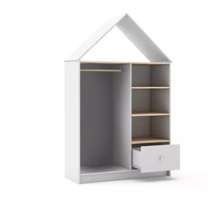 Armario vestidor juvenil Misty Cloud Blanco - Oak Soft