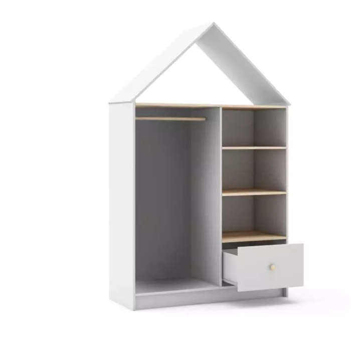 Armario vestidor juvenil Misty Cloud Blanco - Oak Soft