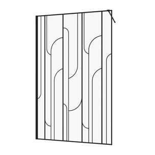 Paroi de douche à l'italienne 120x195cm Sérigraphie Art Déco Arrondie - Noir Mat - GATSBY