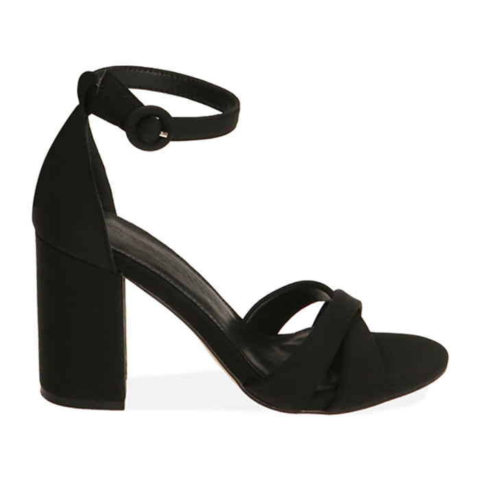 Sandalias de lycra negras, tacón de 9 cm