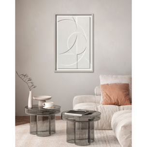 Cuadro Curves resina 3D texturizado geométrico blanco 93x63x4 cm