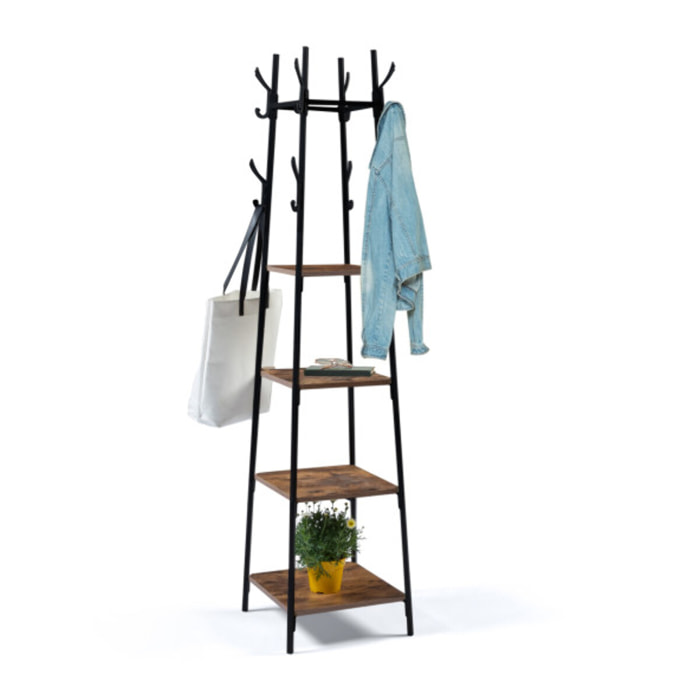 Porte manteau carré sur pieds Elize 4 étagères