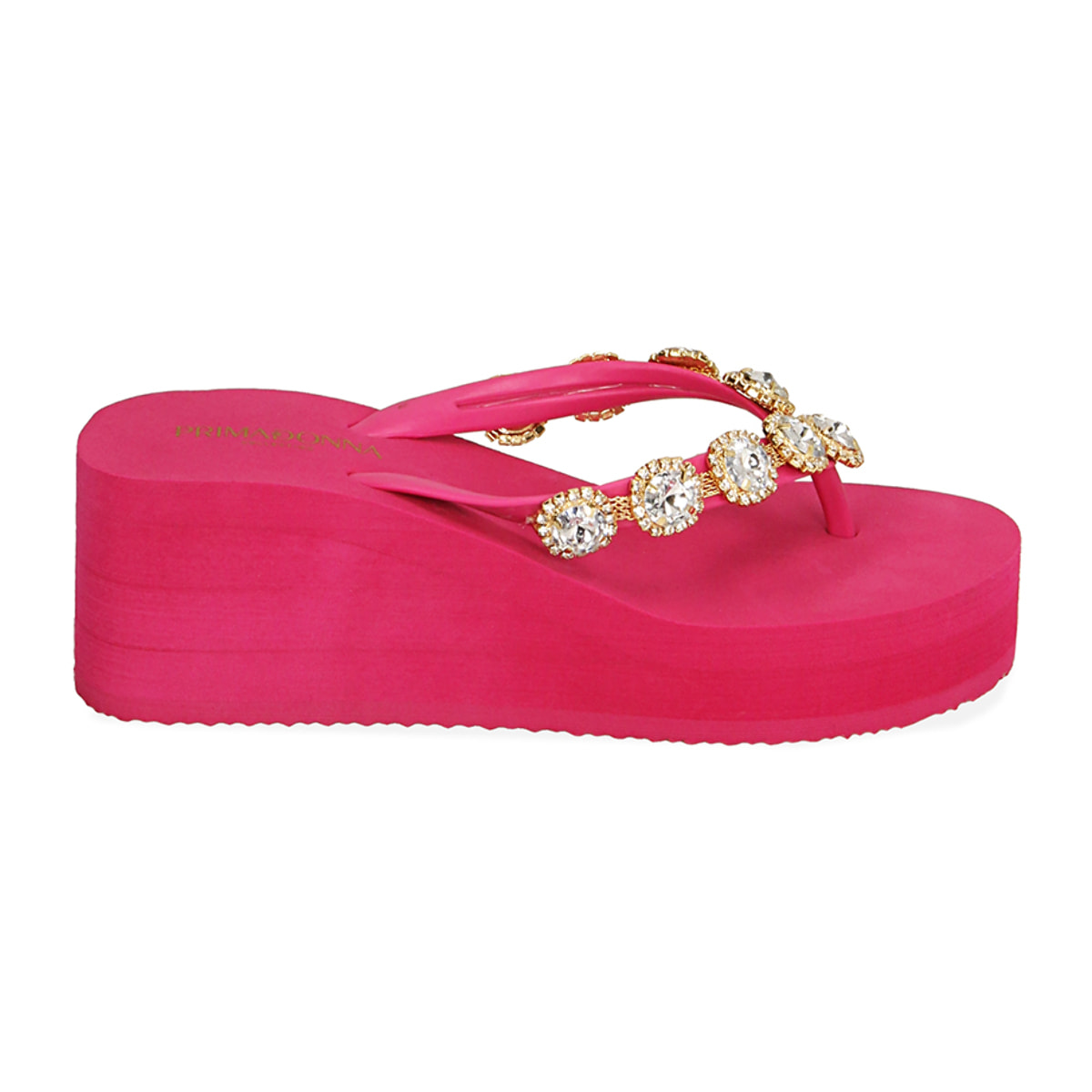 Chanclas fucsia de PVC, cuña 5 cm