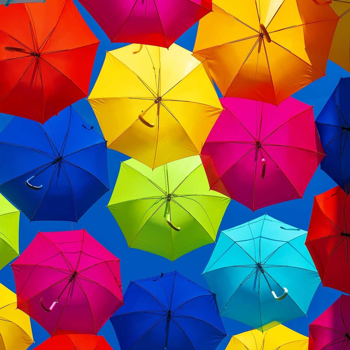 Affiche ciel de parapluies Affiche sous cadre noir
