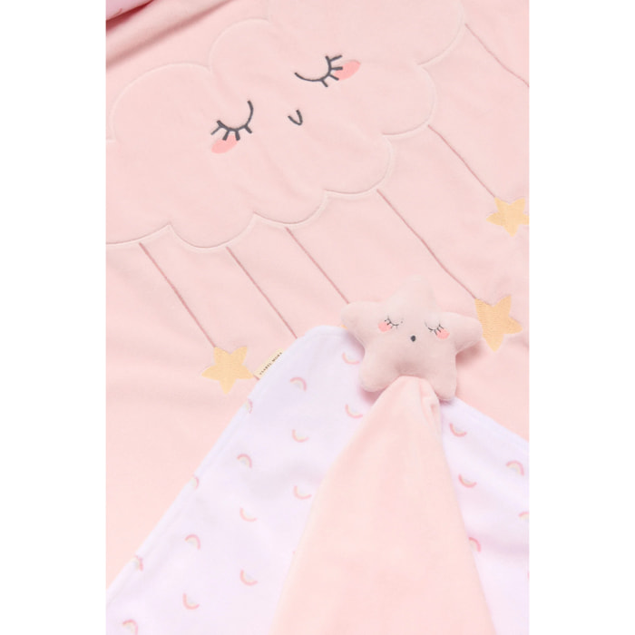 Set di coperta e doudou rosa Baby Stars