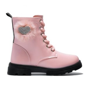 Botines de Niña Pompón Cordones Rosa