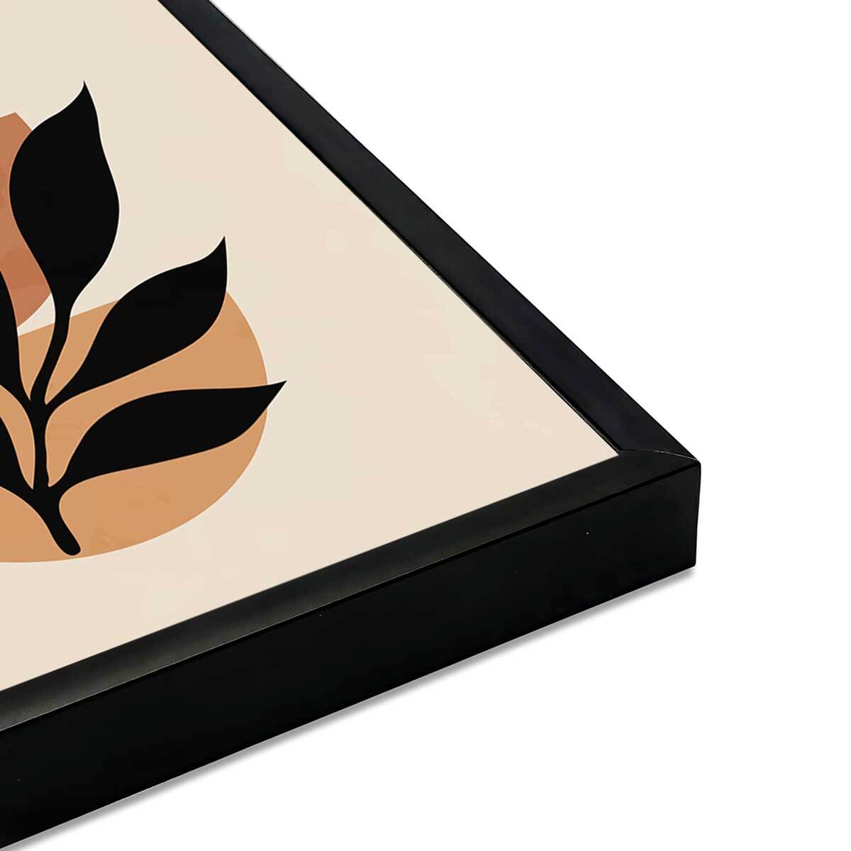 Affiche encadrée végétale abstraite tons terre Affiche + cadre en métal - Noir