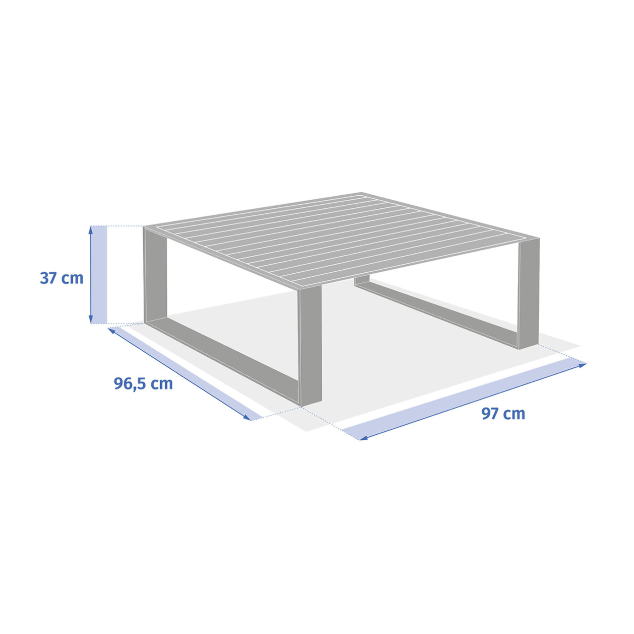 Table basse de jardin carrée "Allure" avoine 97 x 97 x 37cm en aluminium