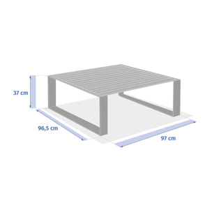 Table basse de jardin carrée "Allure" avoine 97 x 97 x 37cm en aluminium