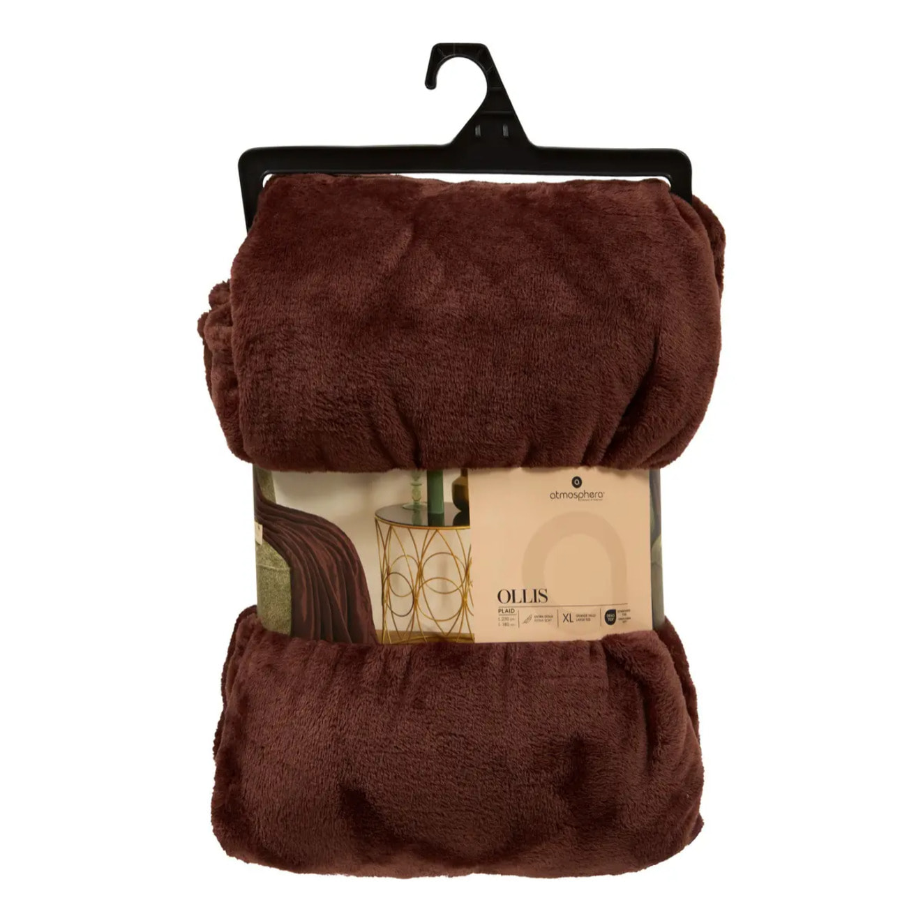 Plaid flanelle Ollis marron tonka 230x180cm