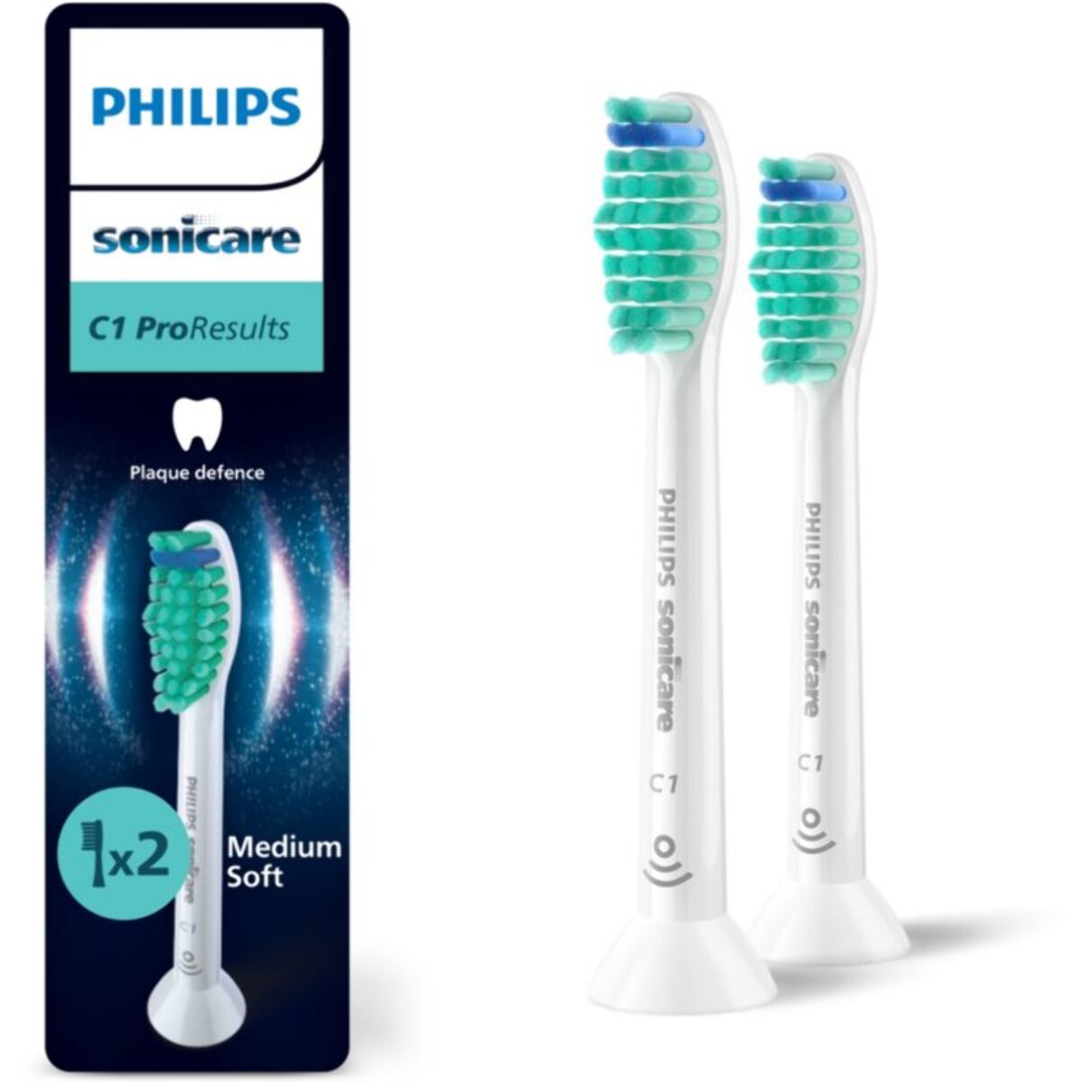 Brossette dentaire PHILIPS Sonicare lot de 2 - HX6012/87 white ProResults C1