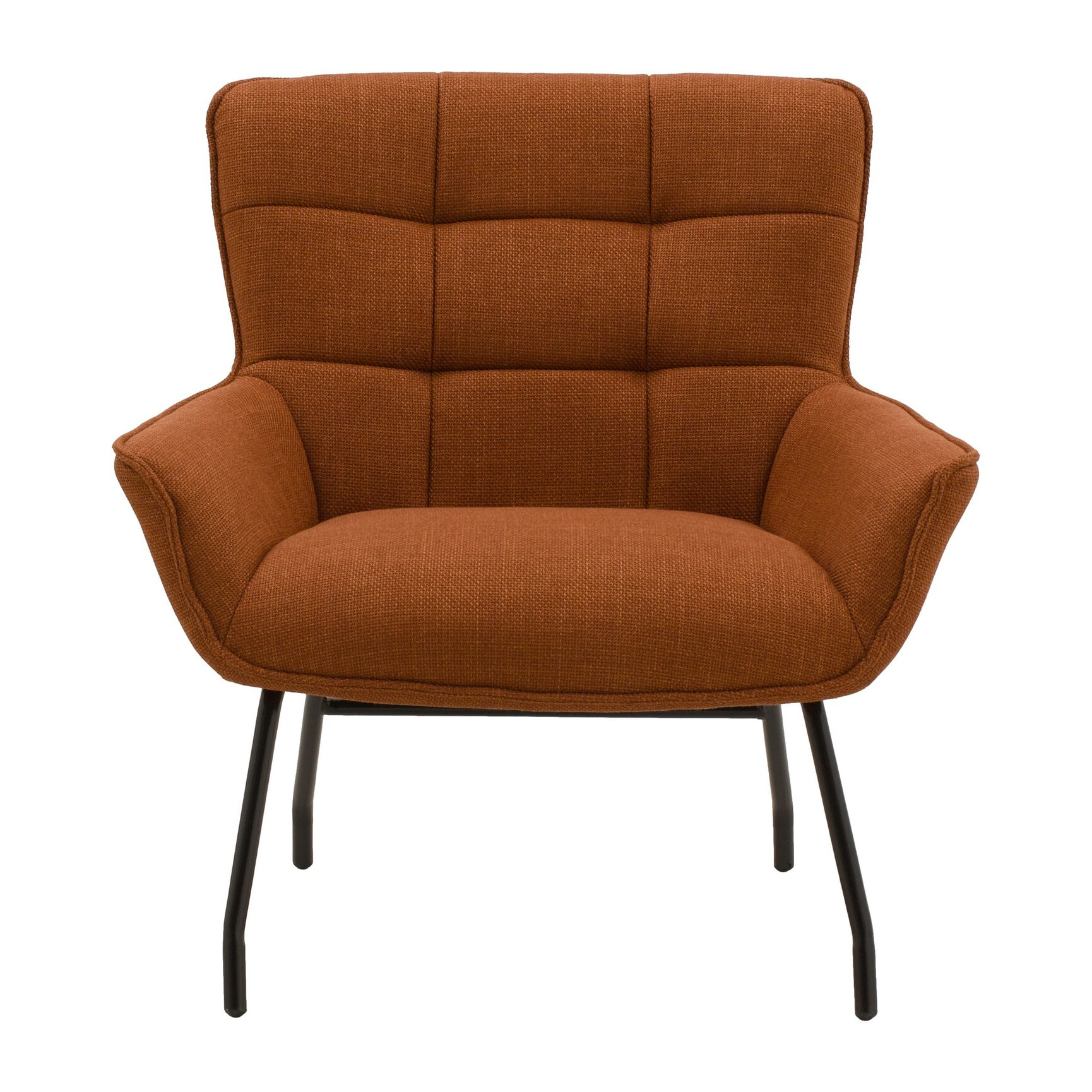 Poltrona WOOLWICH in tessuto terracotta e gambe in metallo nero