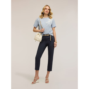 Motivi - Camiseta de rayas con bordado floral - Light - blue