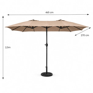 Parasol rectangulaire double 2,7x4,6m taupe CABIATE