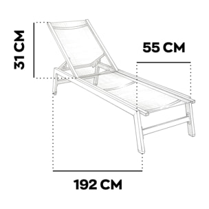 Nilo - Lettino Prendisole da Giardino Mare Piscina 192x55x30 cm in Alluminio e Textilene Verde Salvia