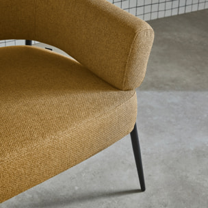 Fauteuil tissu dossier incurvé piétement métal CRISTO
