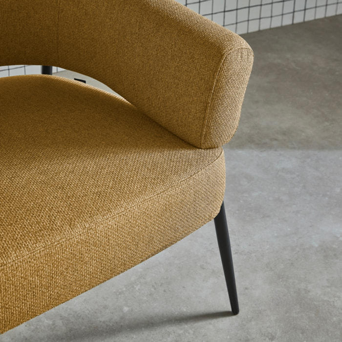 Fauteuil tissu dossier incurvé piétement métal CRISTO