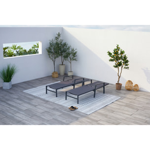 Lot de 2 transats en aluminium gris foncé  SITGES