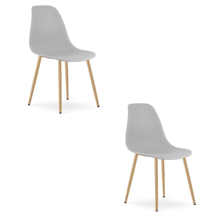 Set di 2 sedie scandinave WAT in polipropilene grigio