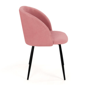 Chaises Nina velours rose pieds noirs - lot de 2