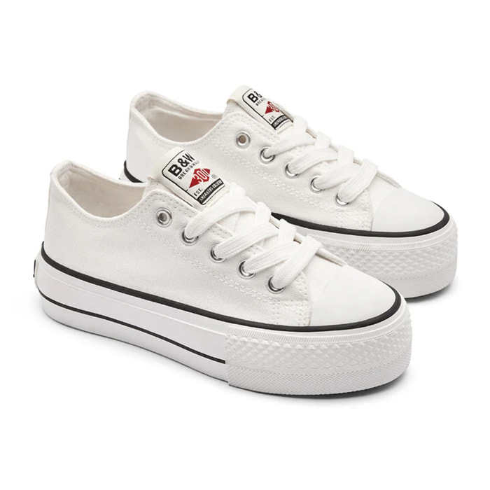 Sneakers basse con plateau bianche