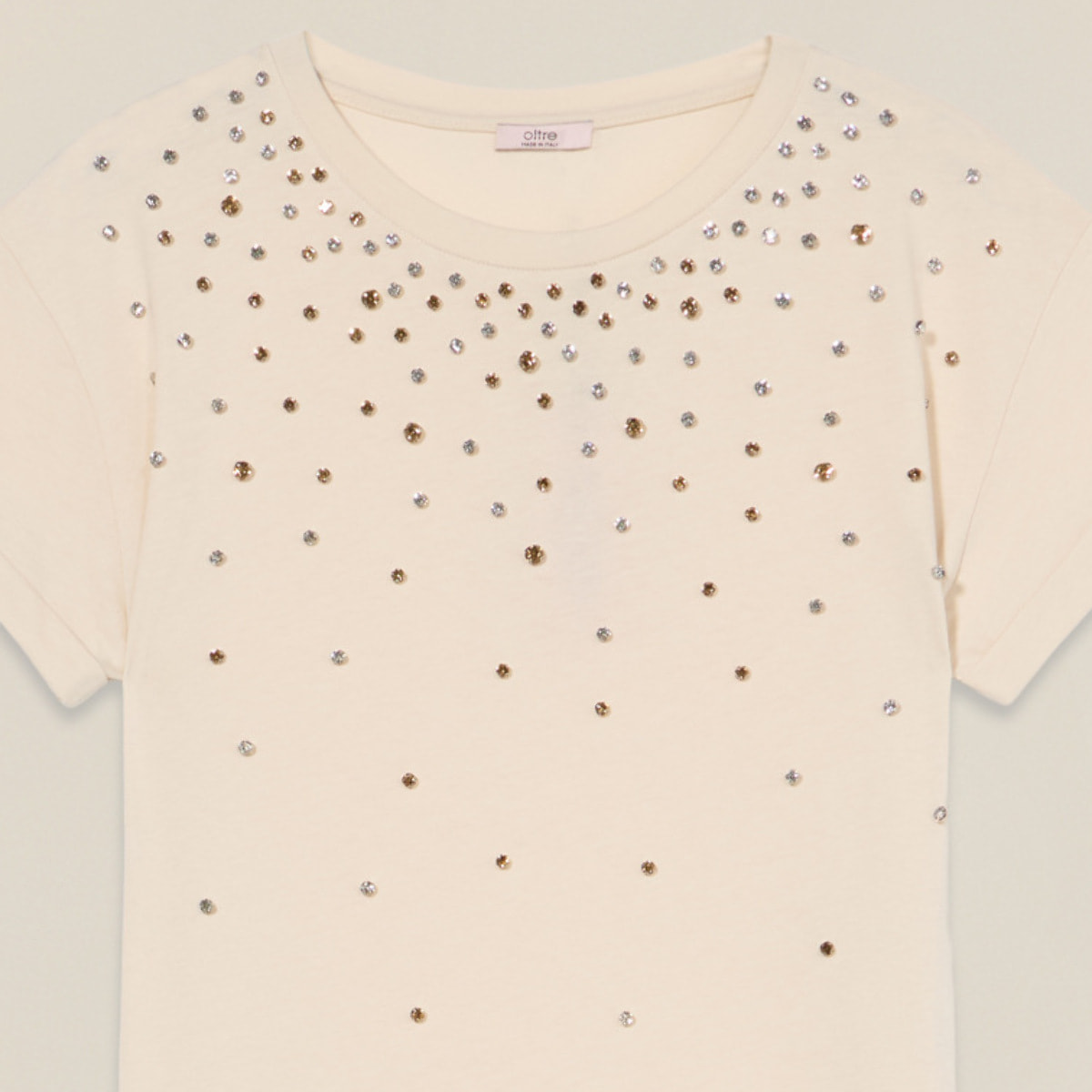 Oltre - Camiseta con bordado de pedrería - Blanco