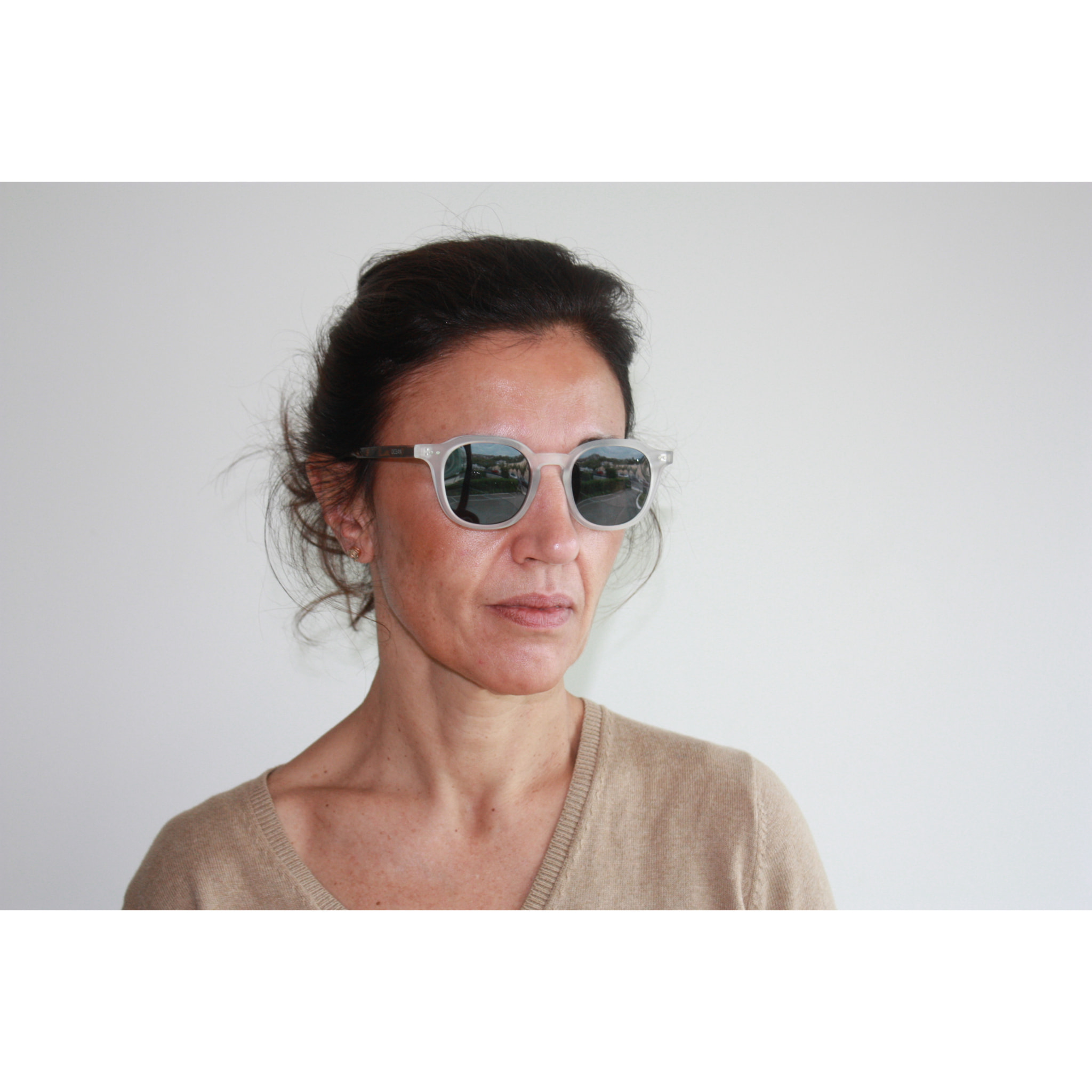 Gafas de sol OCEAN HILL - Blanco transparente mate con patillas en carey y / Ahumada