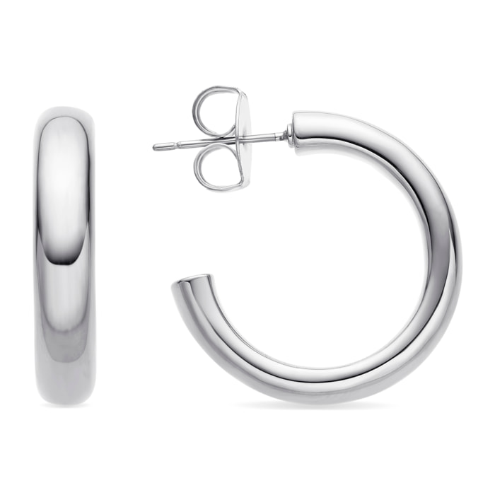 Pendientes de 25mm de diámetro acabados en rodio