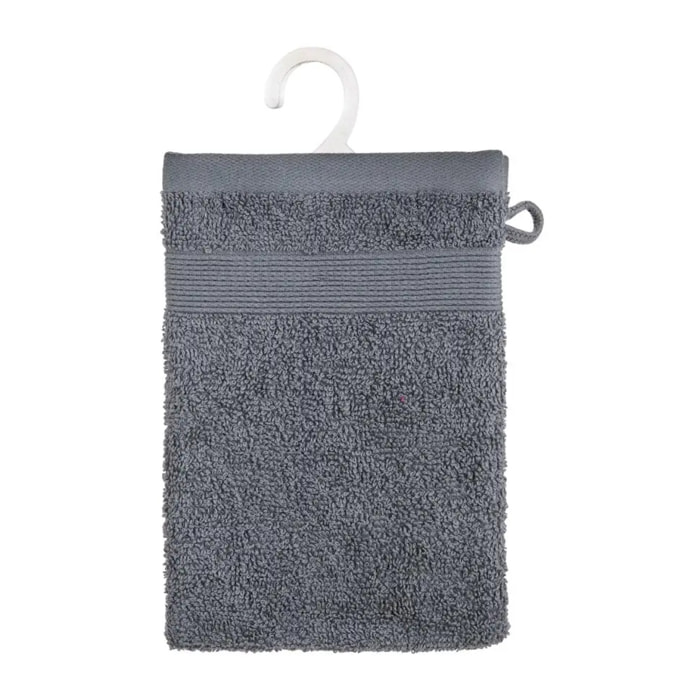 Lot de 2 gants de toilette - coton 450 gr/m² - gris anthracite 15x21 cm