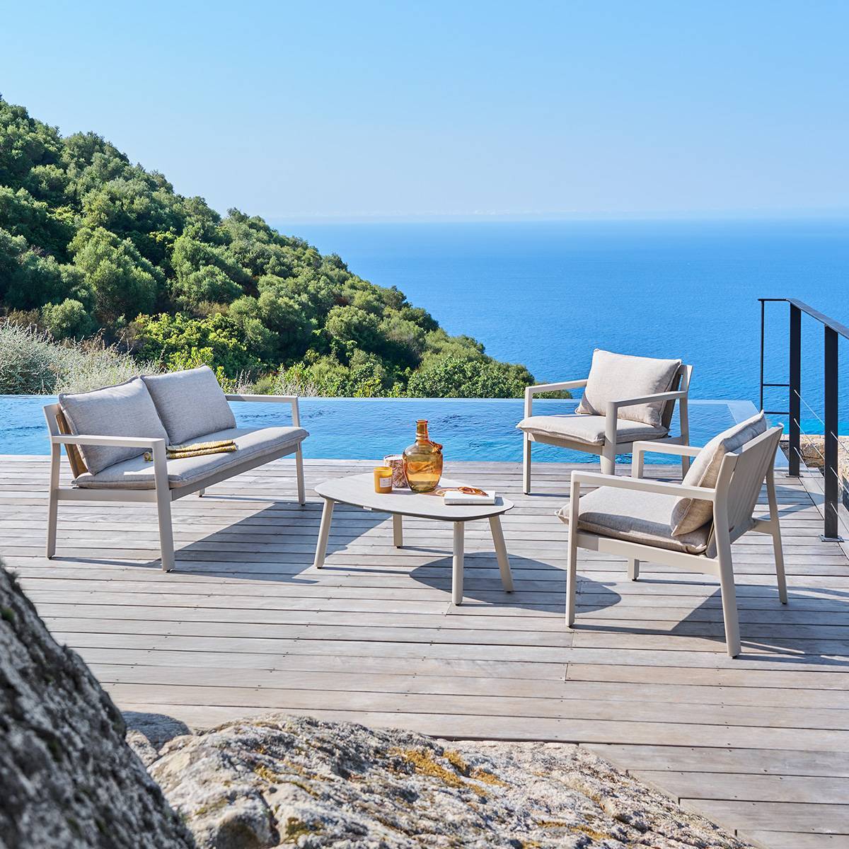 Salon de jardin Flovia 4 places argile