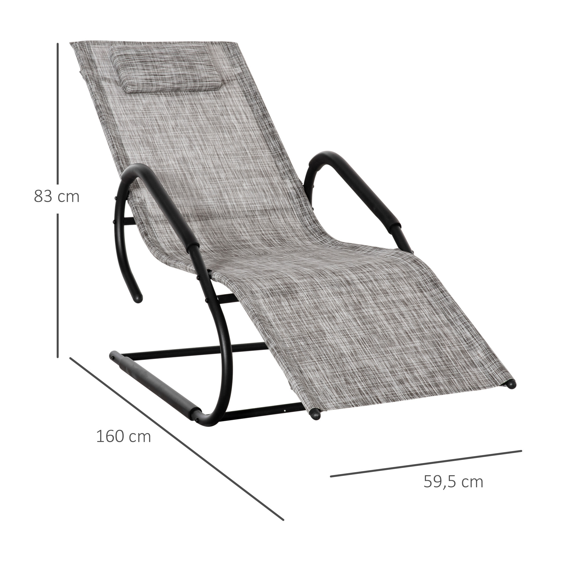 Tumbona de Jardín Ergonómica con Reposacabezas y Reposapiés 59,5x160x83 cm Gris