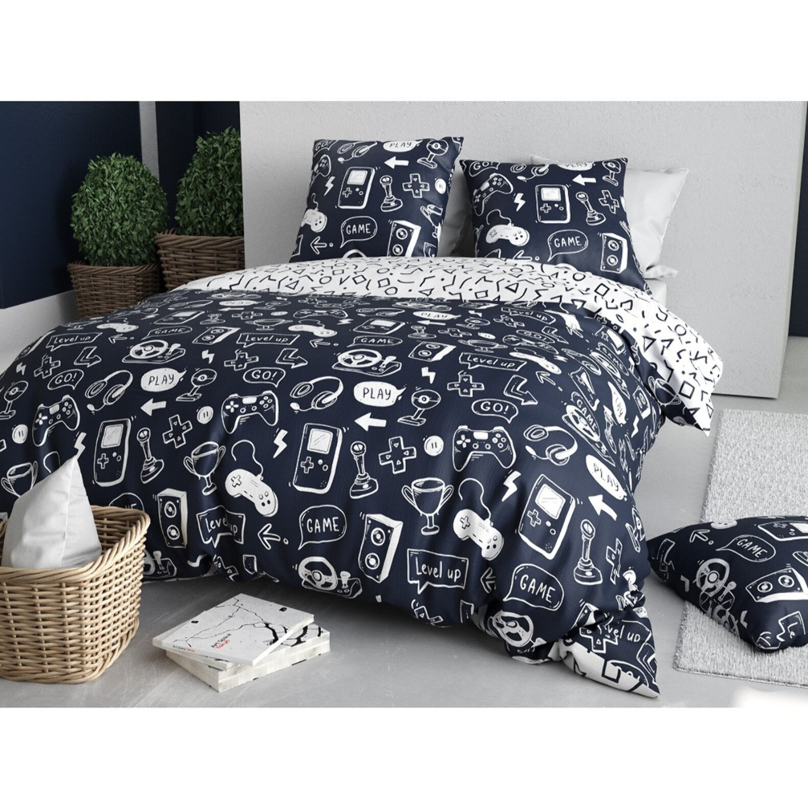 Parure Housse De Couette 2pcs 100% Coton 57 Fils GEEK