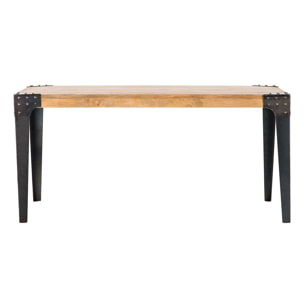 Table à manger industrielle acier et bois manguier massif L160 cm MADISON