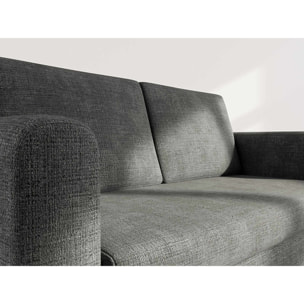 Marilia - Canapé 2 places convertible déplimousse en velours texturé - Gris foncé