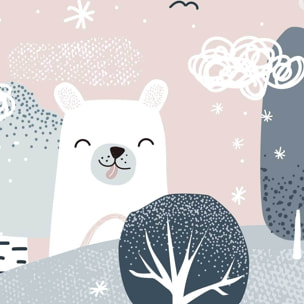 Papier peint enfant forêt douce animaux scandinave pastel Intissé