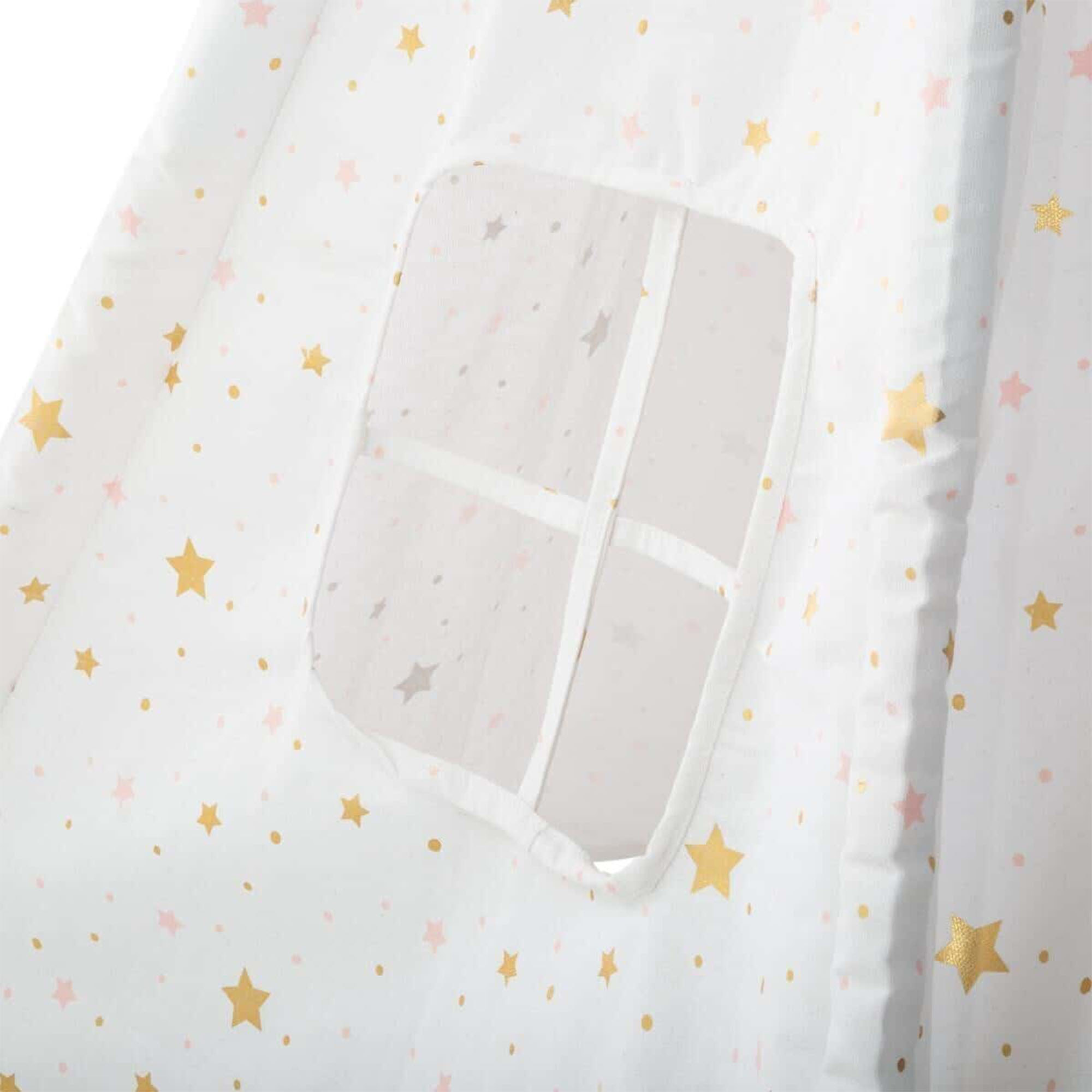 Tipi  alta gama Altura 160 cm Blanco con estrellas rosa y oro