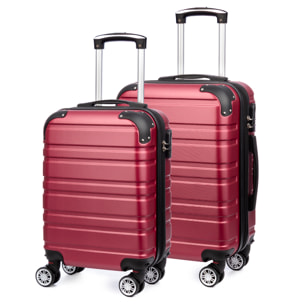 Juego de 2 maletas Trolley extensibles, en material ligero ABS de alta resistencia con esquinas reforzadas. Cerradura numérica, 4 ruedas dobles giratorias 360° y extraíbles.