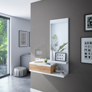 Mobile Ingresso Con Cassetto Specchio E Mensola Design Moderno Salvaspazio Ideale Per Ingresso Soggiorno Con Stile 81x116x29 Cm Bianco E Rovere