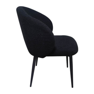 Chaise en tissu bouclette avec pieds en métal noir - SIROCCO