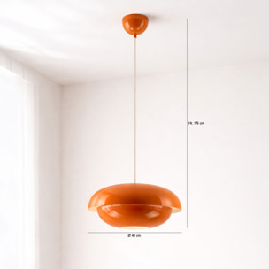 Suspension ronde en métal orange CHLOE