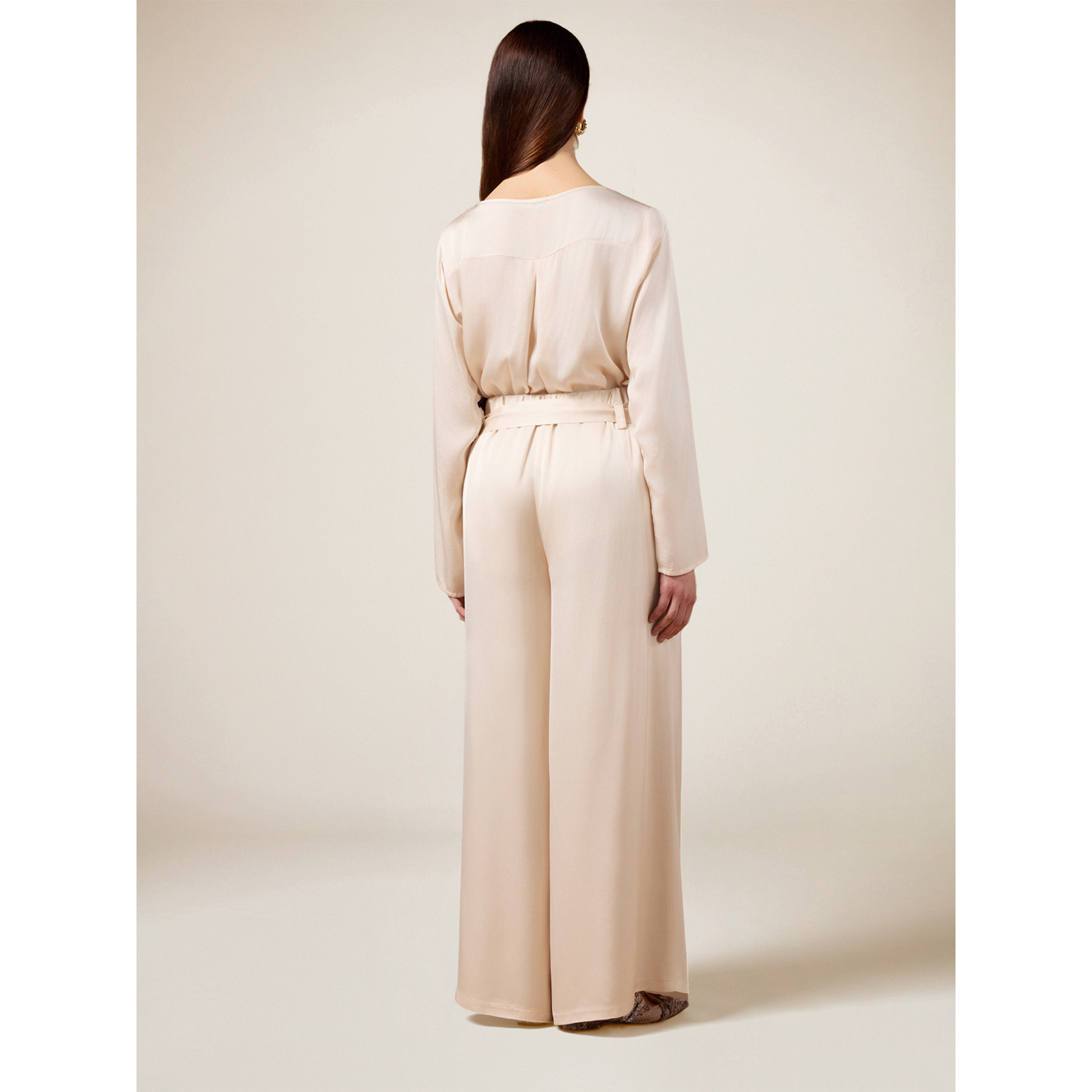 Oltre - Pantaloni palazzo con fusciacca - Bianco